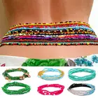 2 шт.компл. Женские поясные цепочки с бусинами в богемном стиле, многослойная эластичная цепочка для тела, цепочки для живота для плявечерние вечеринки, ювелирные аксессуары