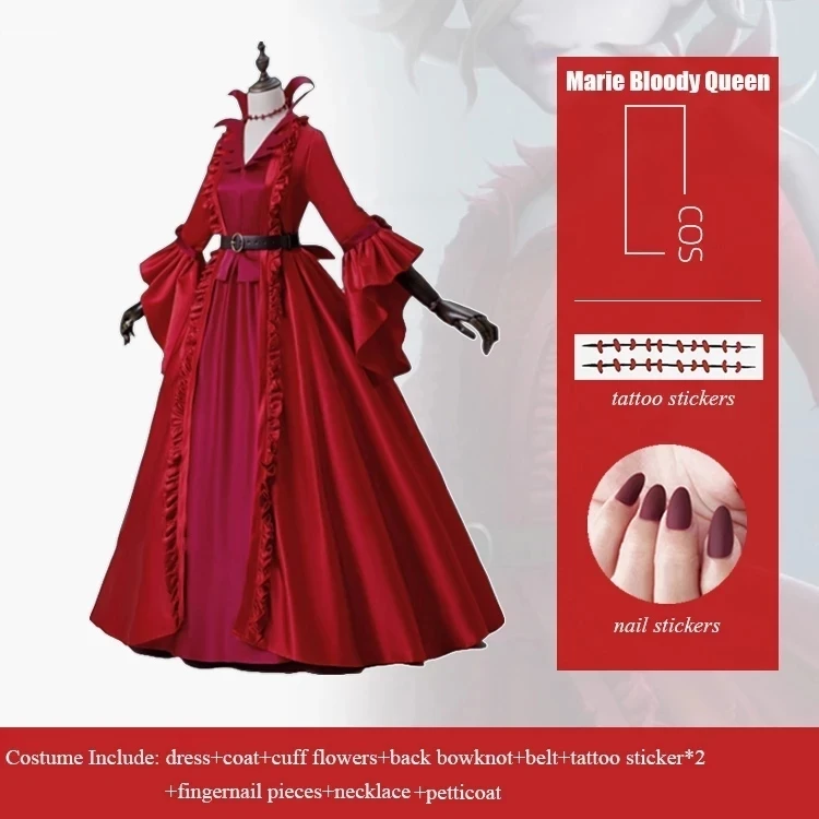 

[В наличии] аниме персонаж V Мари кровавая королева Европейский стиль платье униформа вечерние косплей костюм для женщин Хэллоуин Бесплатная доставка