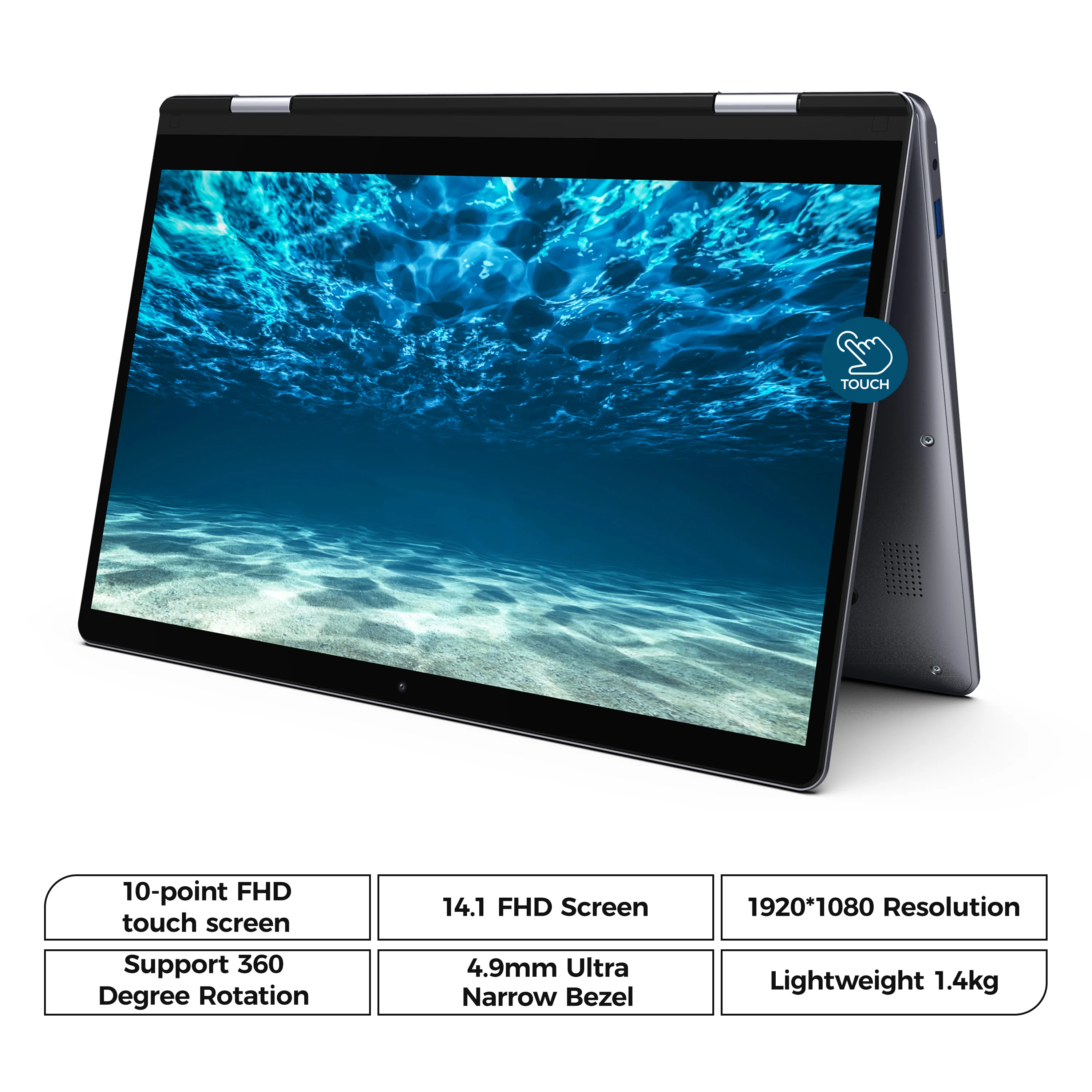 XIDU ноутбук PhilBook MAX 14 1 дюймов 360 ° Тетрадь окна 10 8GB Оперативная память 128 ГБ