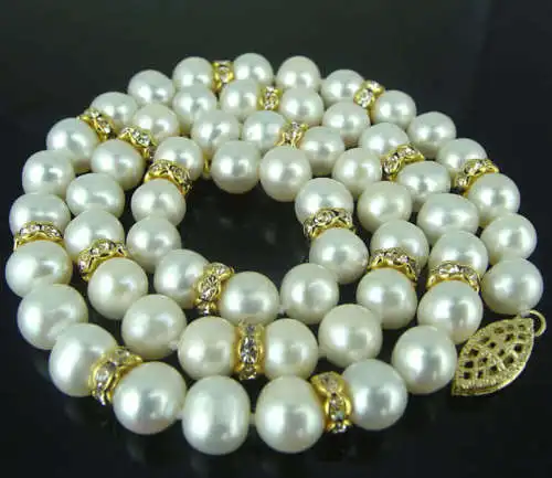 

Природный белый жемчуг Akoya 8-9 мм, культивированное ожерелье 14K GP 18 дюймов, ювелирные цепи, ожерелье для женщин, жемчужное ожерелье