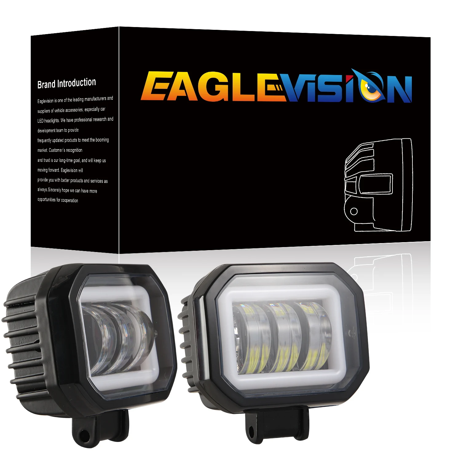 

2pcs 6D Lens Offroad Led Work Light 30W Spotlight Driving Work Light Bar for Truck SUV ATV 12V 24V Red Angel Eyes Work Lamp