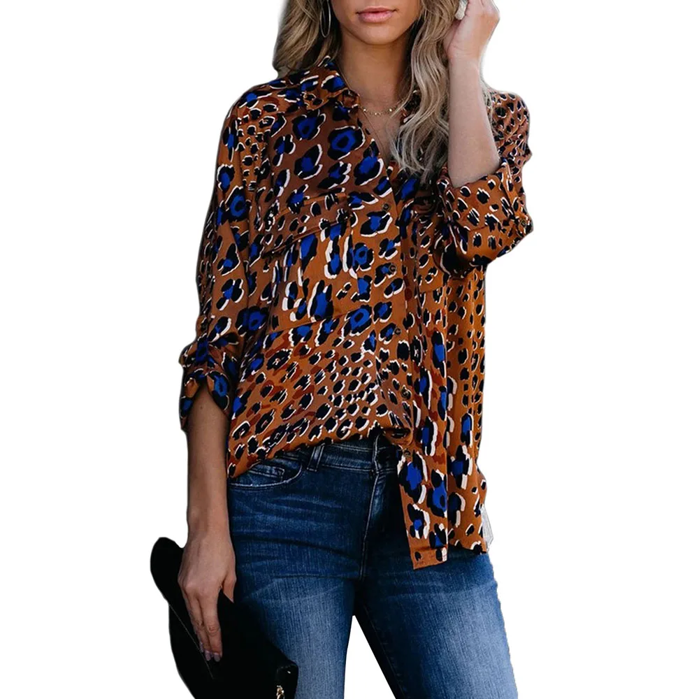 

Blouse Women Shirt Lantern Sleeve Elegant Leopard Print Ladies Casual Blouses Spring Elegant Blouse Streetwear