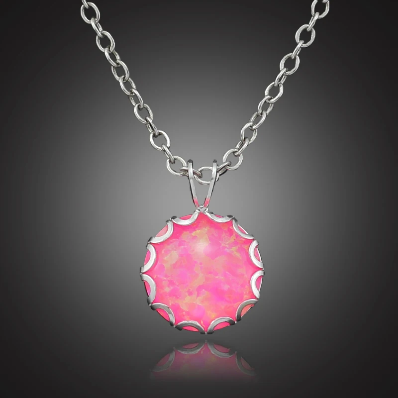Синтетический Розовый огненный опал модные ювелирные изделия посеребренный