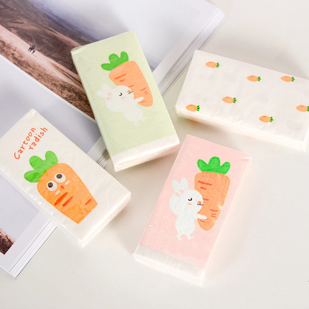 8 упаковок/коробка мини-салфетки бумага с мультяшным принтом редиса 100% салфетки