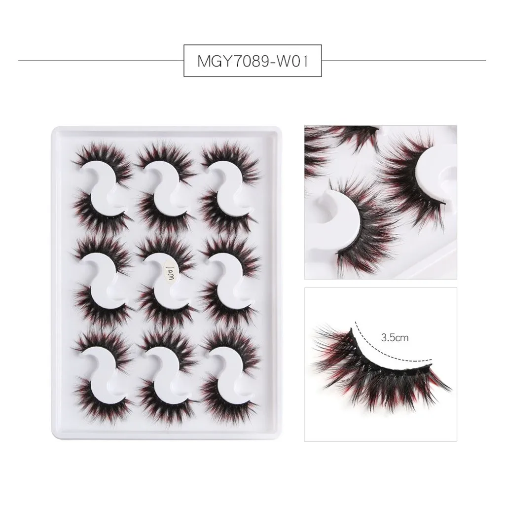 9 пар 3D норки с цветными мягкими длинными вьющимися и изогнутыми многослойными