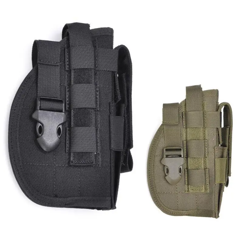 Molle Adjustable Tactical Holster Belt Holster Pistol Gun Holster Pouch with Light Pocket Right Handed for Glock 17 19 22 23 31