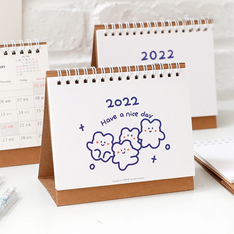 

2022 Kawaii Cute Animals Mini Desk Calendar Calendar Standing Monthly Planner Memo Organizer Office School Stationery Supplies
