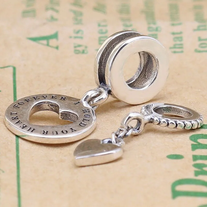

Original 925 Sterling Silver Charm Creative Round And Heart Pendant Fit Pandora Women Bracelet & Necklace Diy Jewelry