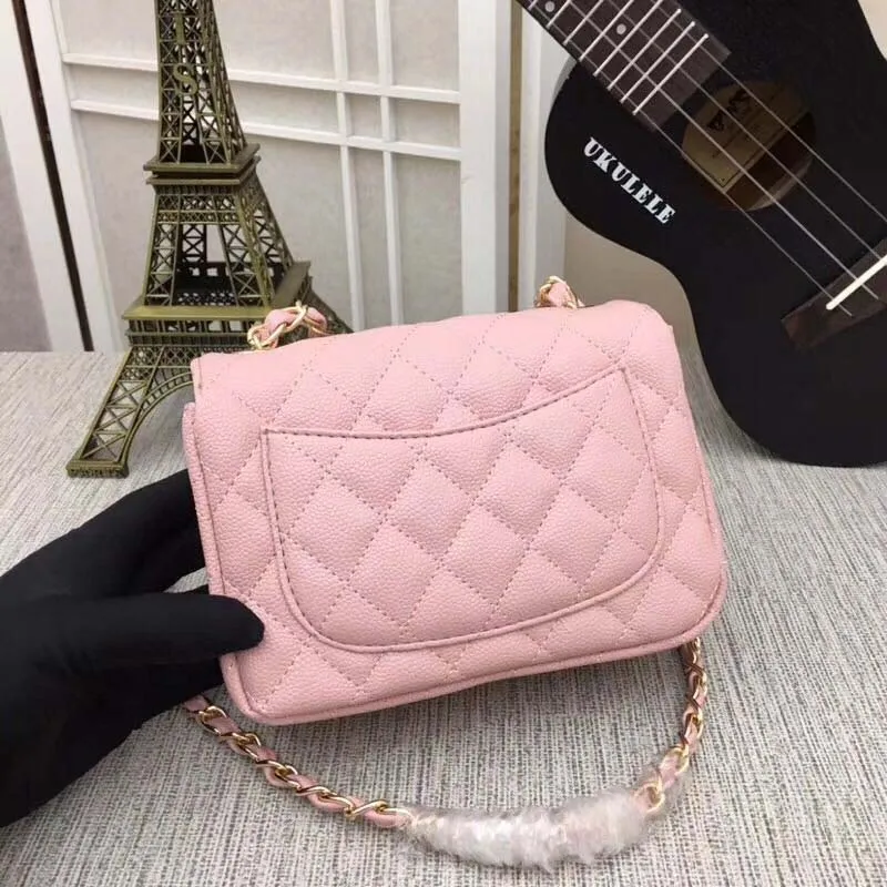Pink gold chain Новая роскошная женская сумка Классическая Ограниченная серия Высококачественная модная сумка на плечо - Цвет: Pink gold chain