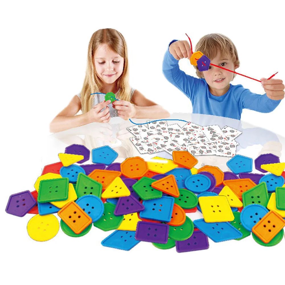 

Threading Buttons Brainstorming Stress Relieve Table Board Game Observation Training Educational Toy For Kids Home Party Funny
