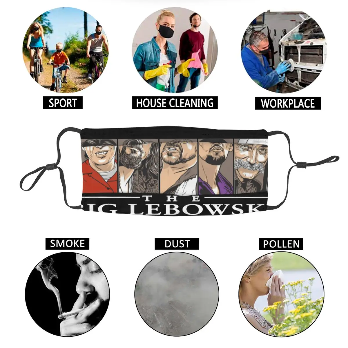 

2020 New The Big Lebowski Dude Face Mask Respirator Anti Bacterial Mouth Protection Cover