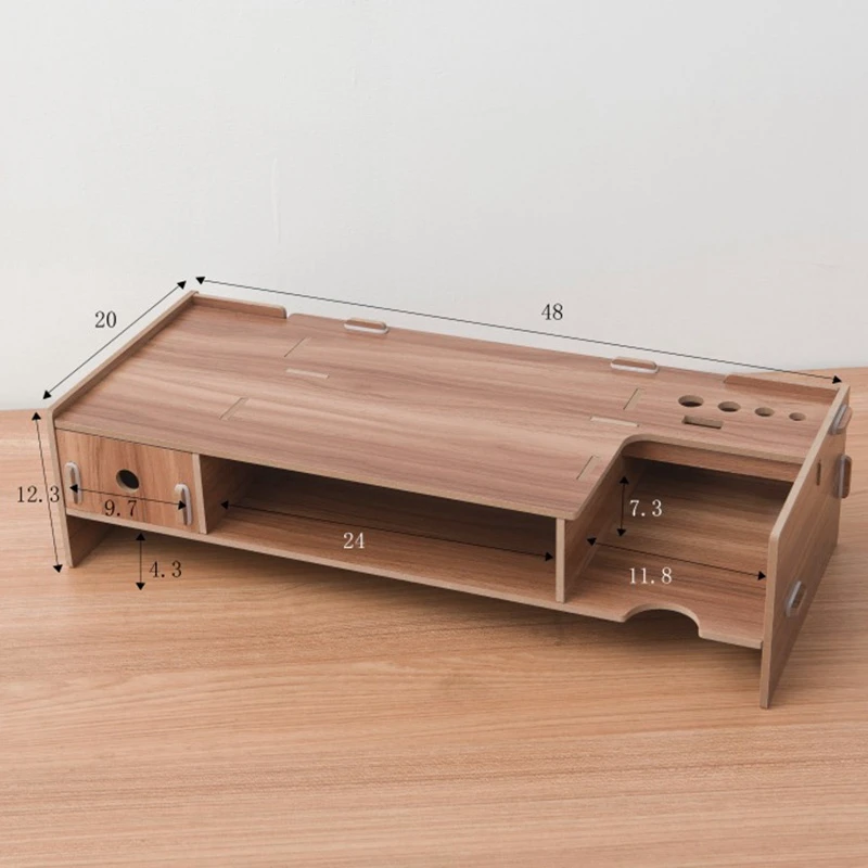 Wooden Monitor Stand Riser Computer Desk Organizer with Keyboard Mouse Storage Slots for Office Supplies School Heighte | Дом и сад