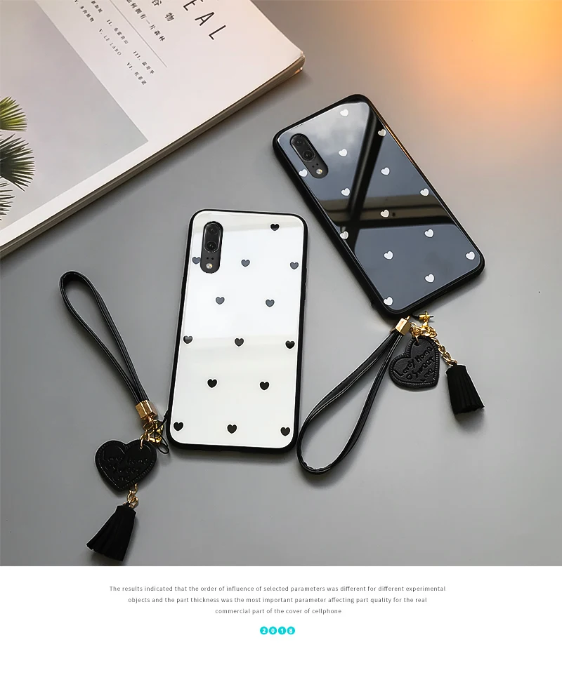 Чехол и ремешок для huawei P20 Lite Nova 5 Чехол стеклянный жесткий чехол для huawei Y9 простое маленькое сердце любви ремешок funda