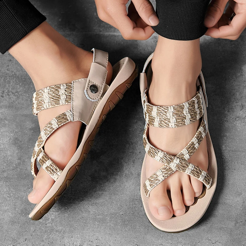 

Sandalia Masculina Gladiator Sandals Men Mens Roman Sandal Shoes Sandalias Piel Hombre Male Footwear Flat Summer