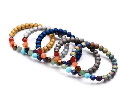 Натуральный камень огранки лица Энергии Кристалл Браслет Йога 7 Чакра улыбка