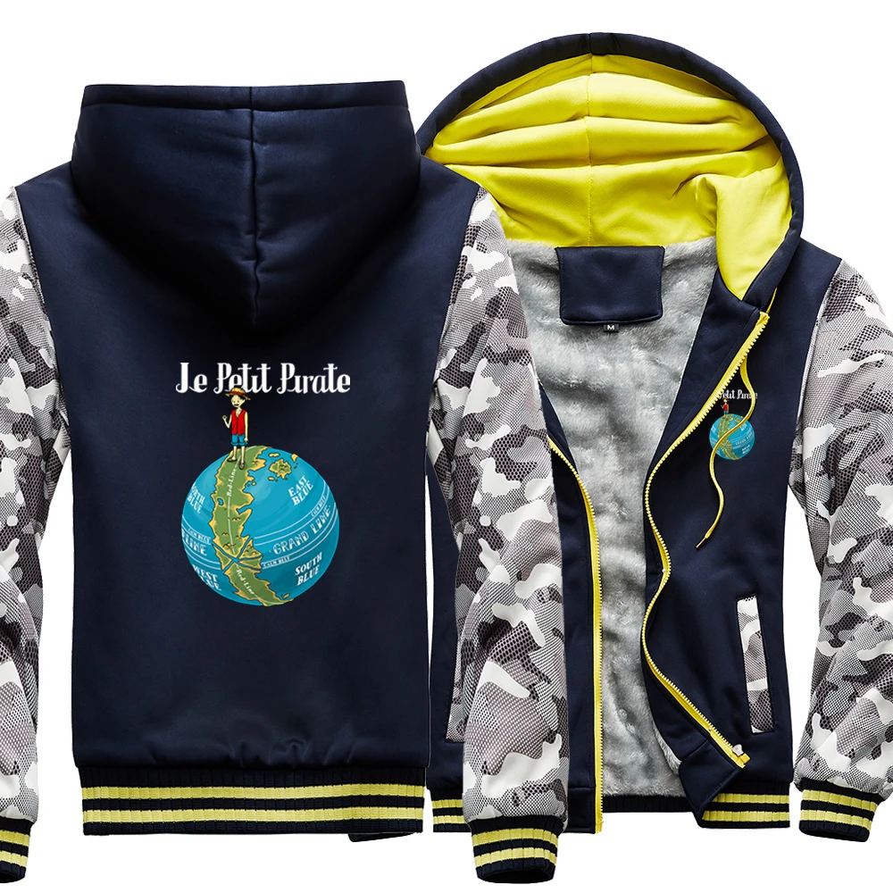 

Japan Anime One Piece Travel Around The World Winter Thicken Camouflage Hoodies Sweatshirts Coats Men Pullovers Jacket Tracksuit