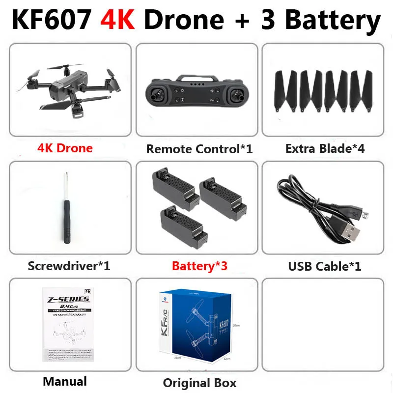 4K 3B BOX KF607 Профессиональный мини складной Дрон с двойной камерой 1080P 4K HD WiFi FPV оптический поток RC Квадрокоптер Вертолет игрушки VS SG106 - Цвет: 4K 3B BOX