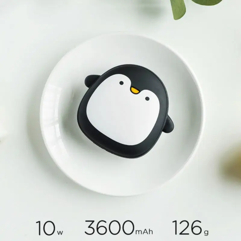 Mini Hand Warmer Portable Cute Cartoon Winter 3600mAh USB Rechargeable Penguin Power Bank Double Sided Quick Heating | Дом и сад