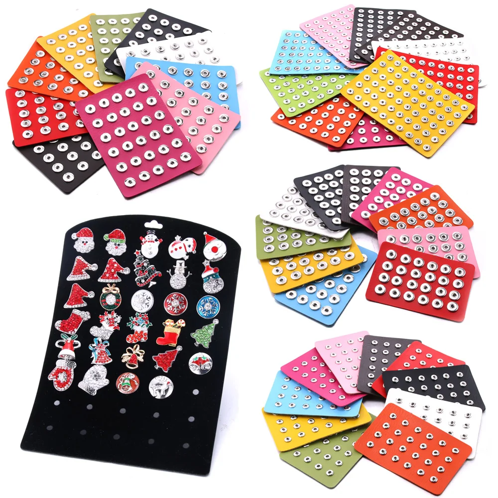 

2022 New High Quality Snap Jewelry Display Board Fit 18mm Snap Buttons Jewelry Black Flannel PVC Snap Display Holder