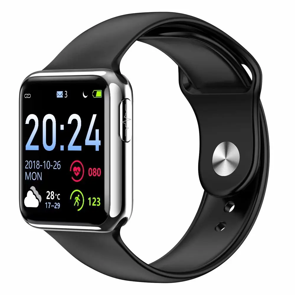 Silver Black Rubber ECG PPG SPO2 Smart Watch with Electrocardiograph ECG Display Heart Rate Blood Pressure Monitor Waterproof Smartwatch Men Women - Цвет: Silver Black Rubber