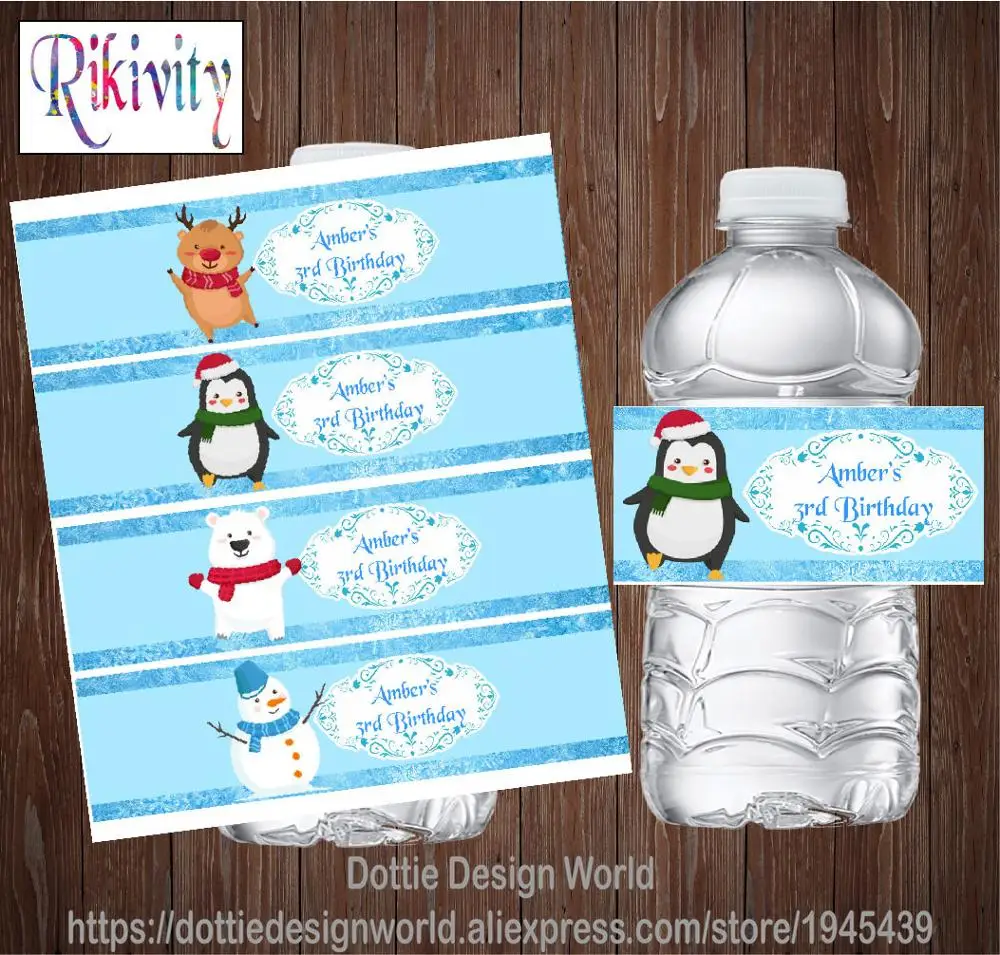 Персонализированные этикетки для бутылок с водой на Рождество и день рождения