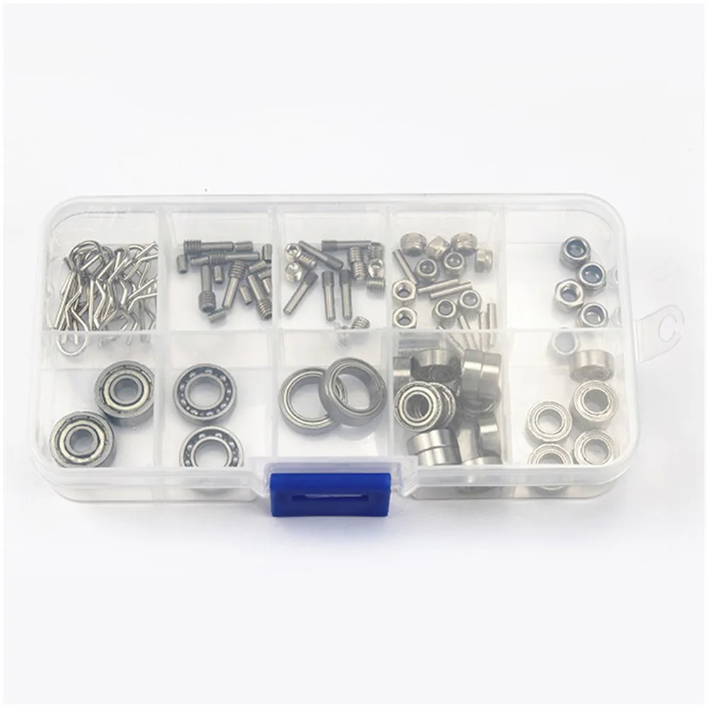

RCTOYFUN Metal Bearings Screws Nuts Tire Latches Set Repair Tool Box for Axial SCX10II 90046 90047 1/10 RC Rock Crawler Car
