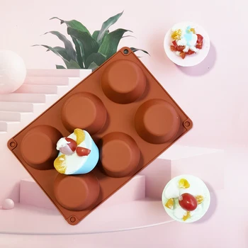 6-Cup Silicone Muffin Pan Non-Stick Cake Molds Baking Pan for Cupcake Tarts Egg Bites Regular Size Silicone Mould tool 6 cavitie 1