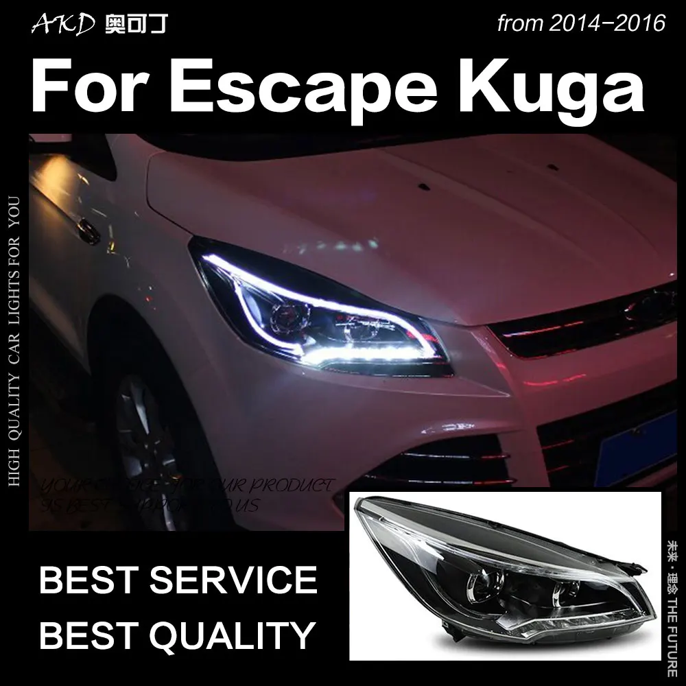 АКД стайлинга автомобилей для Ford Escape Kuga 2014-2016 светодиодный фары DRL Hid фара