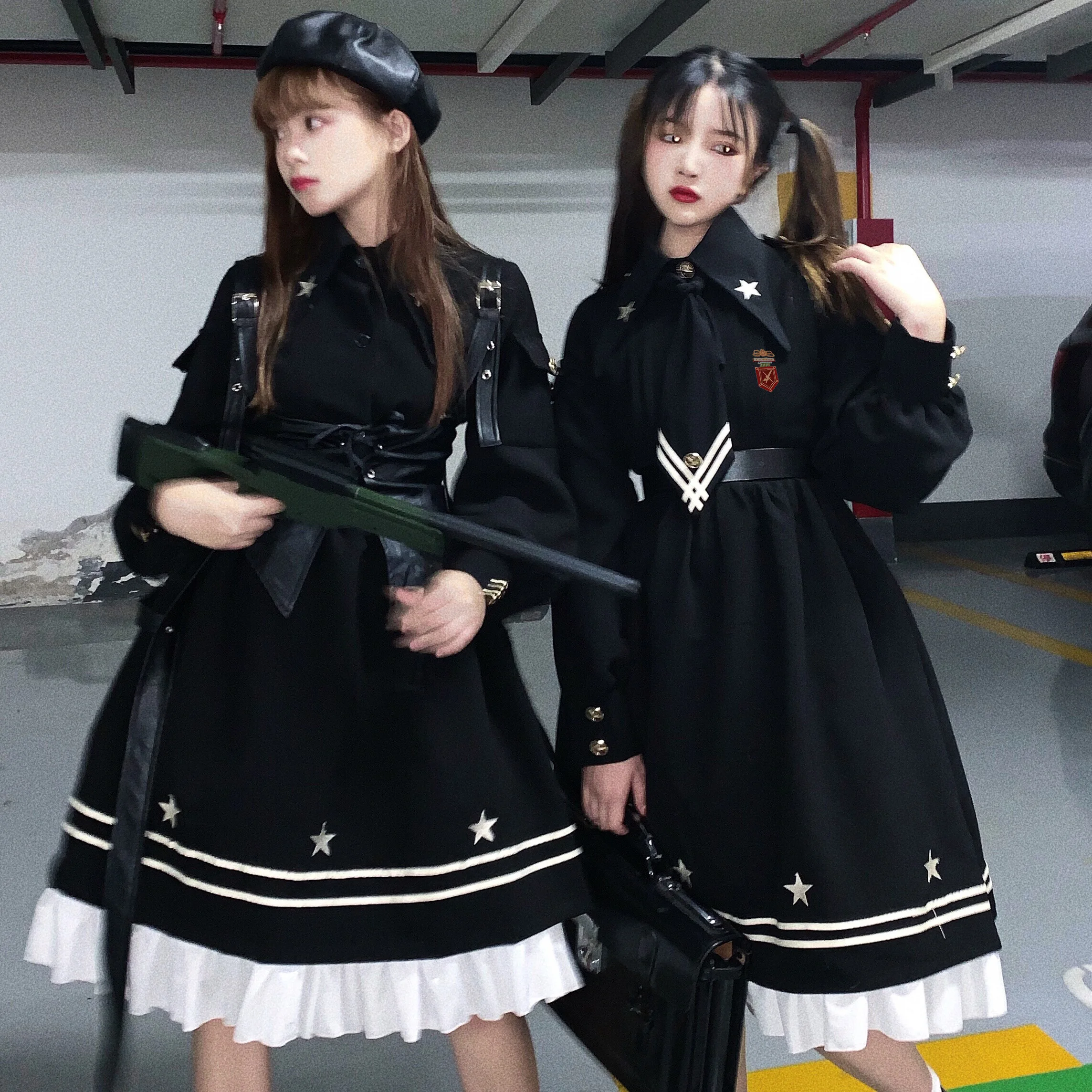 Женское платье накидка с длинным рукавом черное в студенческом стиле|Платья