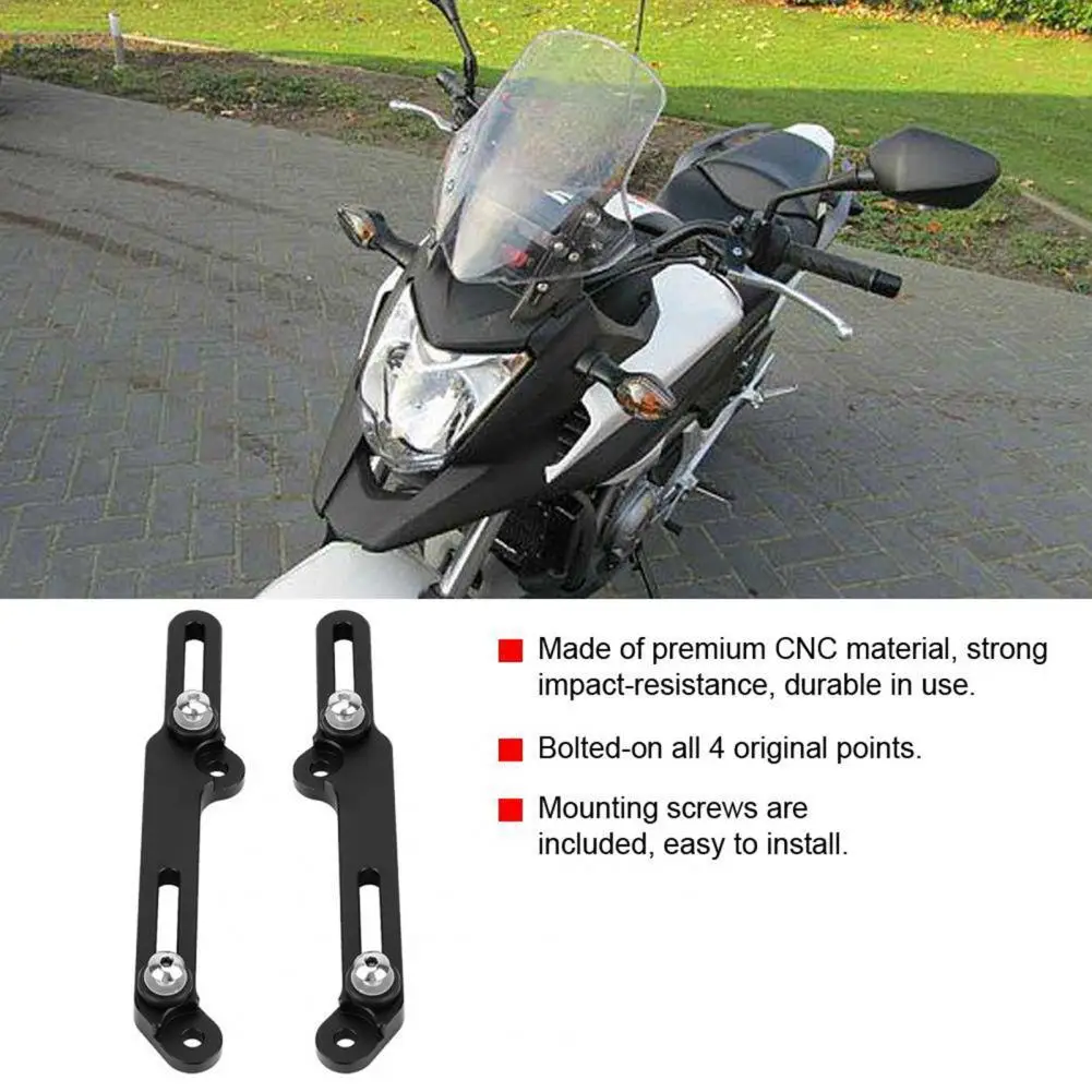 

Compact 2Pcs Reliable Motorbike Metal Windshield Bracket Black Windscreen Adjuster Replacement