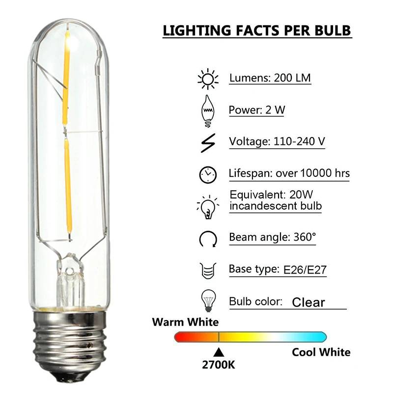 1 Set LED Filament Edison Light Bulb Lighting And Décor Retro Lamp Vintage Candle Outdoor Landscape Walkway Spot Home Equipment | Дом и сад