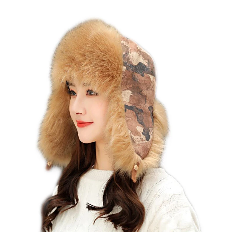 

Winter Camouflage Bomber Hunting Caps Men Women Outdoor Lei Feng Hat Camping Hiking Tactical Windproof Cold-proof Skiing Fishing