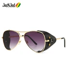 Солнцезащитные очки JackJad, 2020, винтажные, в стиле стимпанк, пилота, кожаные, боковые, брендовые, дизайнерские, солнцезащитные очки, 2029