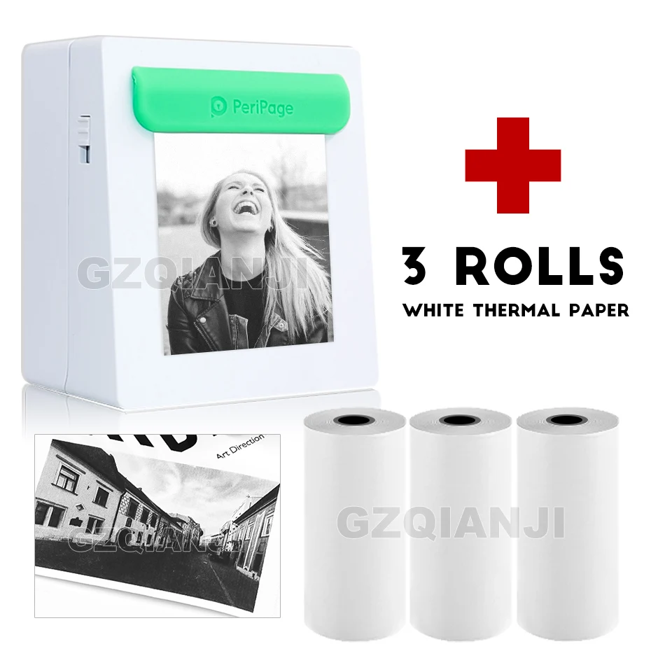 Add 3 White Paper 203 точек/дюйм портативный Bluetooth принтер фото принтер мини принтер портативный фотографии принтер для мобильного телефона Android iOS Windows - Цвет: Add 3 White Paper