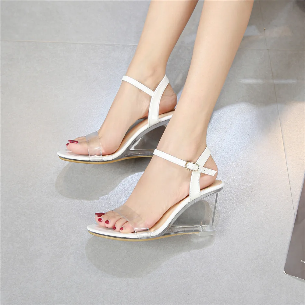 DORATASIA/Новинка Модные босоножки на высоком прозрачном каблуке милые свадебные из