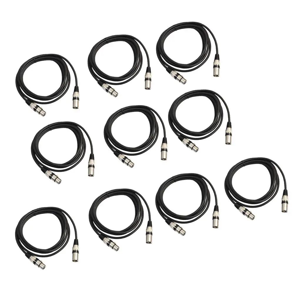 

10 Pieces 3 Pin Mic Cable Audio Cord Plated Welded Plug DMX Signal Cable