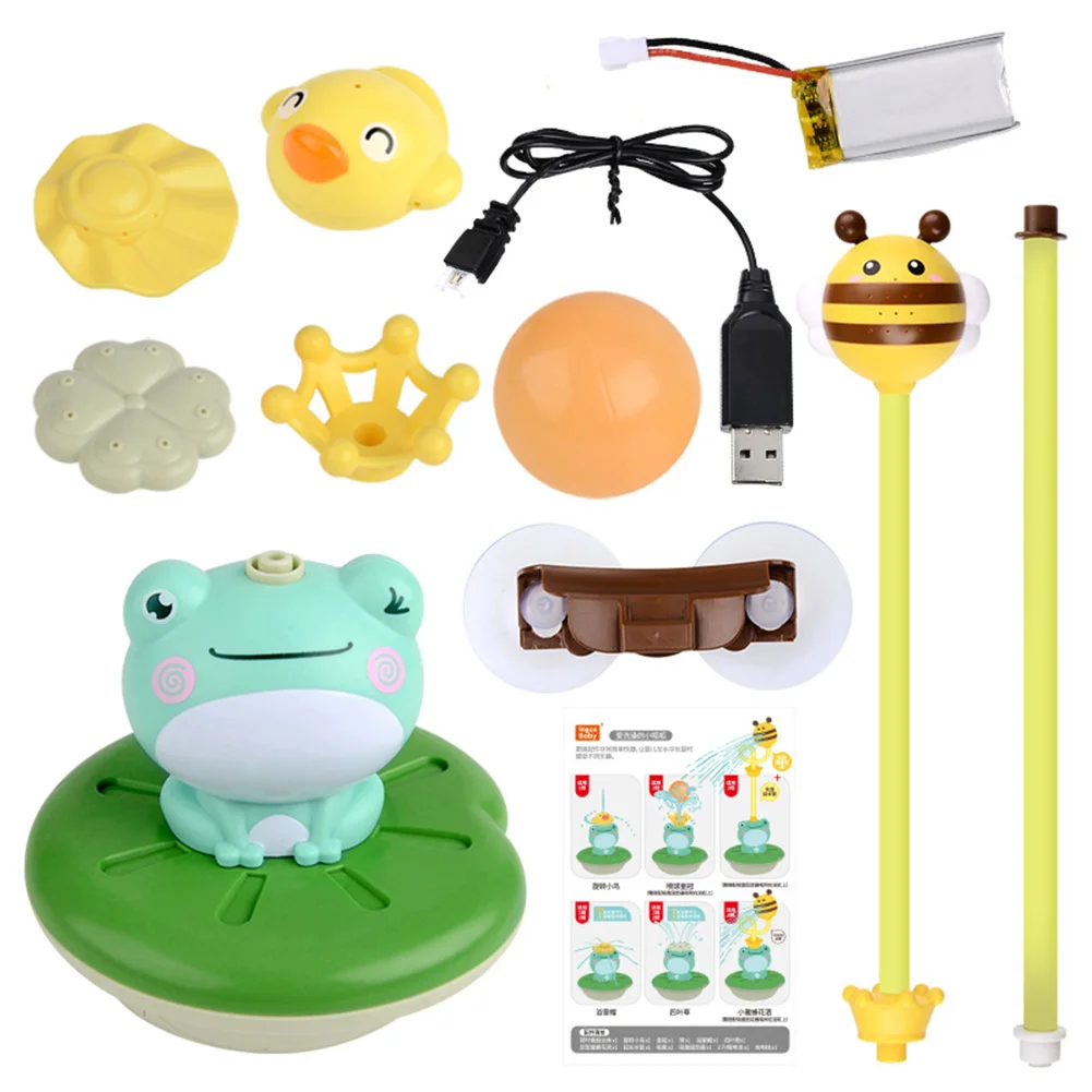 

USB Charging Water Play Spray Frog Toddler Baby Bath Electric Spray Water Floating Rotation Frog Sprinkler