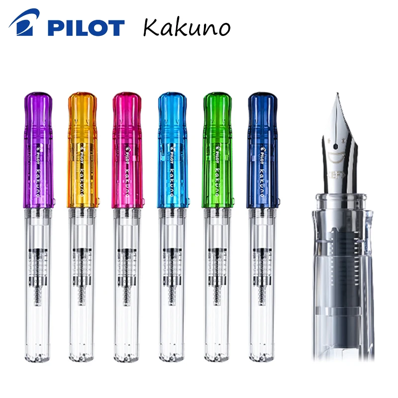 1Pcs Japan PILOT KAKUNO Smile Fountain Pen EF / F / M Transparent Rod Limited Edition Student Practice Pen Rotary Ink Absorber