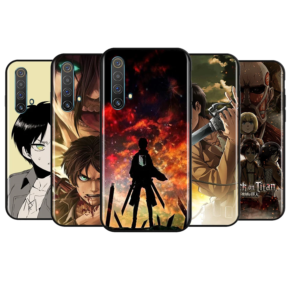 

Japanese Anime Attack On Titan For OPPO Realme 8 7 6s 6 5 3 2 Pro 5G Global V15 5 3 5G Silicone Black Soft Cover Phone Case