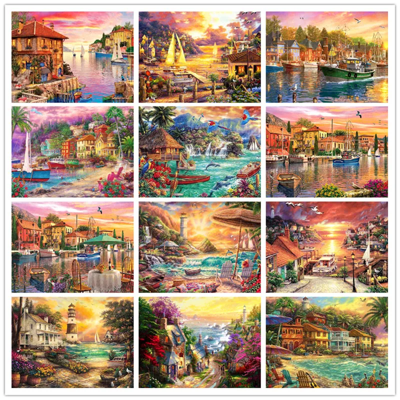 

Landscape Seaside Picture 5D DIY Diamond Painting Square/Round Full Drill Mosaic Cross Stitch Kit Artist Home Decoration