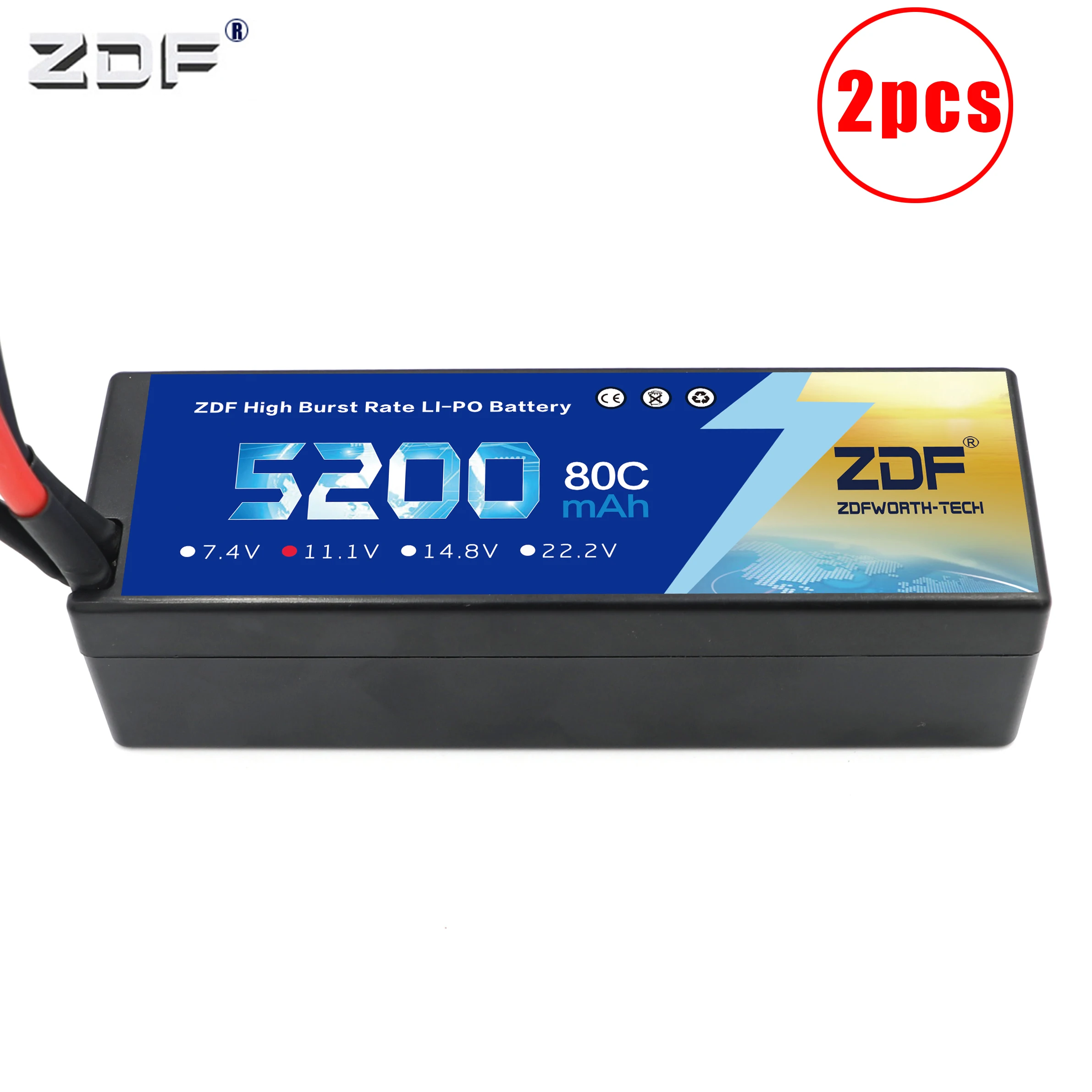 ZDF 2 шт./лот жесткий чехол RC Lipo батарея 11 1 В 5200 мАч 3S 80C max160C для автомобиль