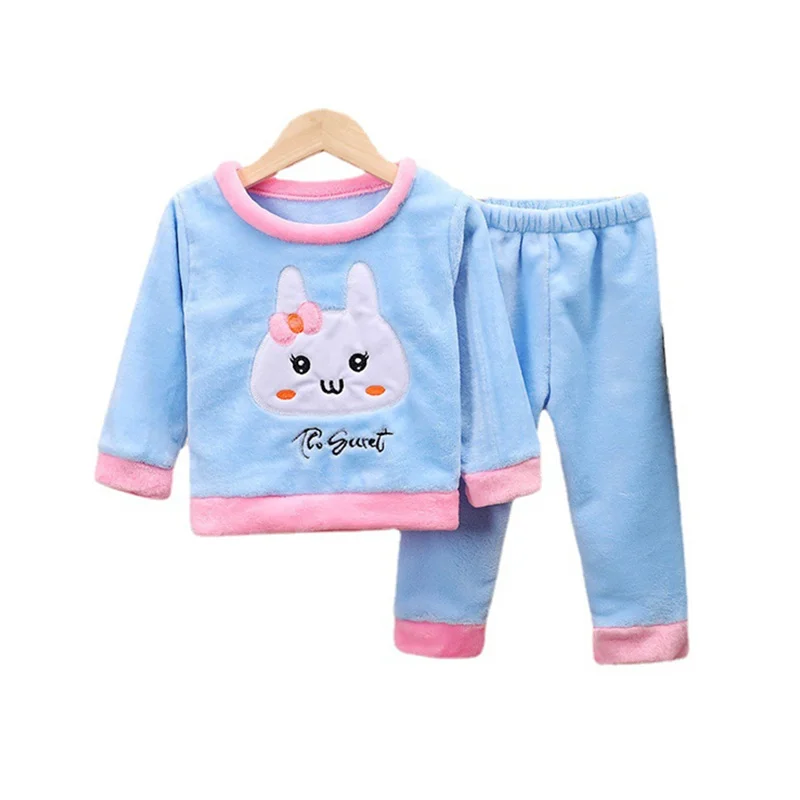 

New Winter Pajamas Baby Girl Clothes Children Fashion Cartoon Warm T-Shirt Pants 2Pcs/Sets Toddler Casual Costume Kids Sleepwear