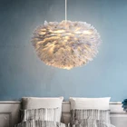 Современные подвесные светильники, Подвесная лампа для спальни, Подвесная лампа с гусиным пером, Подвесная лампа в скандинавском стиле для гостиной, прикроватная лампа E27