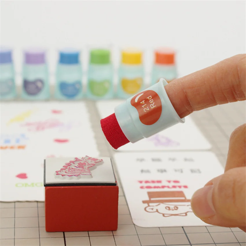 

35 Colors Cute Fashion Finger Cot Oil Based For DIY Craft Rubber Stamps For Ink Pad Fabric Wood Paper Wedding Gift Finger Print