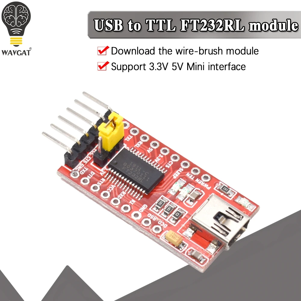 Модуль последовательного адаптера WAVGAT FT232RL FTDI USB 3 В 5 в TTL для мини порта Arduino FT232.