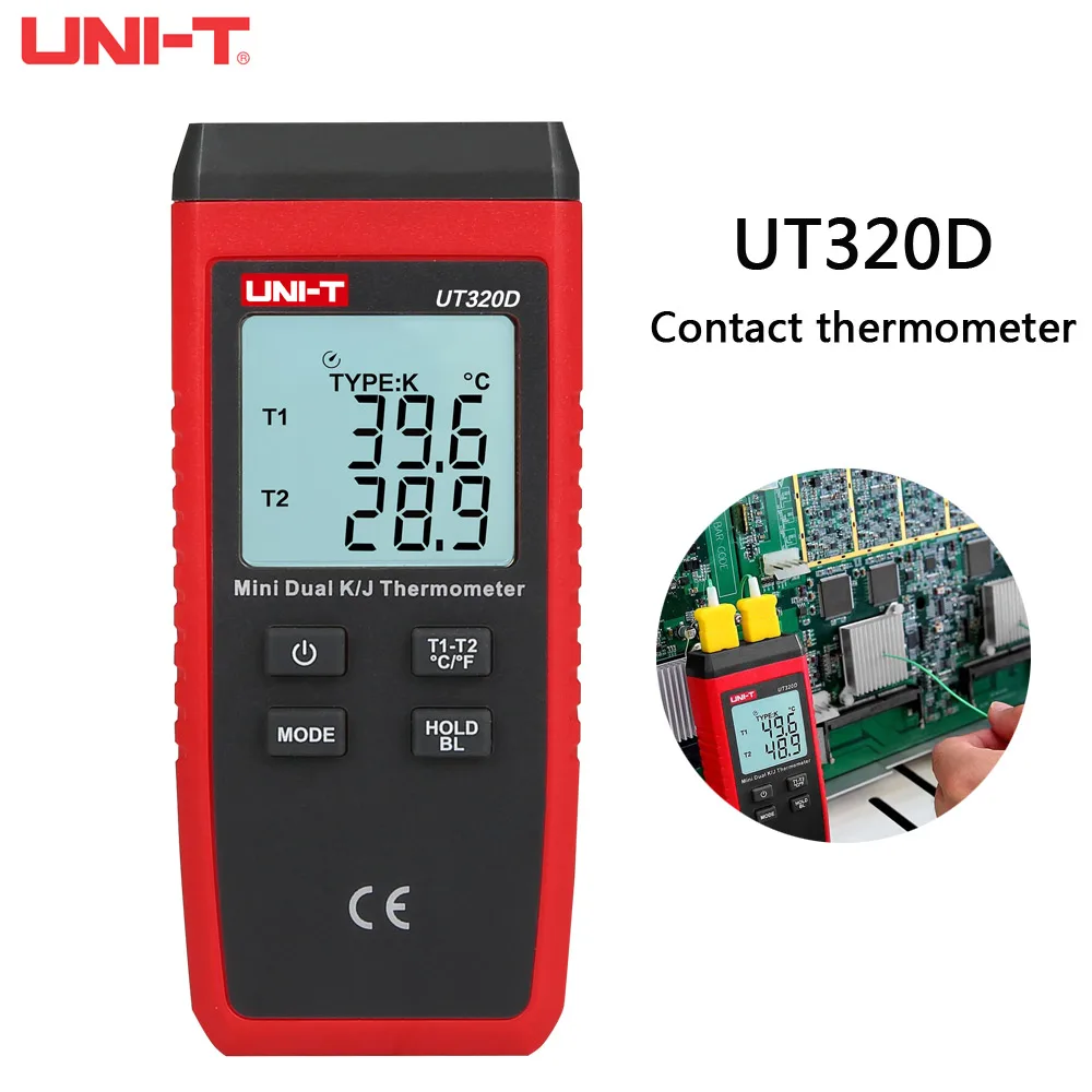 

UNI-T UT320A UT320D Contact Thermocouple Thermometer Dual-Channel K/J Thermocouple Thermometer Data Automatically Keeps Off
