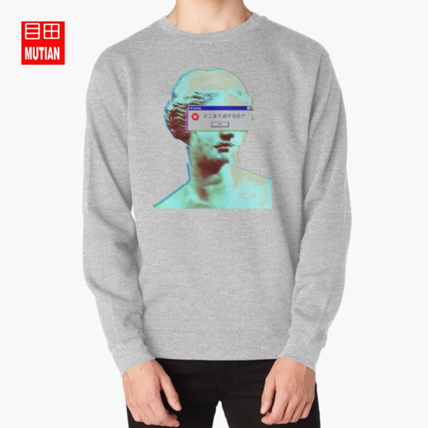 grey-sweatshirt Vaporwave ослепленные толстовки кофты эстетика Эстетическая мраморная каменная статуя окна предупреждение - Цвет: grey-sweatshirt