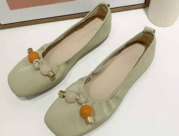 

Women Shoes 2020 High Quality Flat Shoes Soft Pregnant Scoop Shoes Square Head Shoes Tide Girl Peas Shoes Female Ballet Shoes