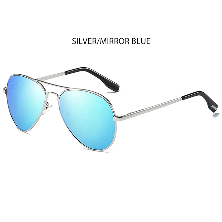 Silver Blue FUQIAN, Классические поляризованные солнцезащитные очки пилота, мужские Модные металлические солнцезащитные очки, крутые черные солнцезащитные очки для вождения, UV400 - Цвет линз: Silver Blue