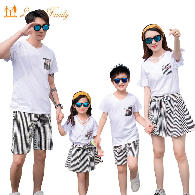 2021 летняя Стильная хлопковая футболка юбка для женщин и девочек семейная одежда